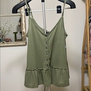 ABERCROMBIE AND FITCH- Olive Peplum Tank